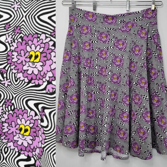 NOOWORKS NWT Purple Haze Knee Length Skirt Size 4XL A-Line Cotton Stretch